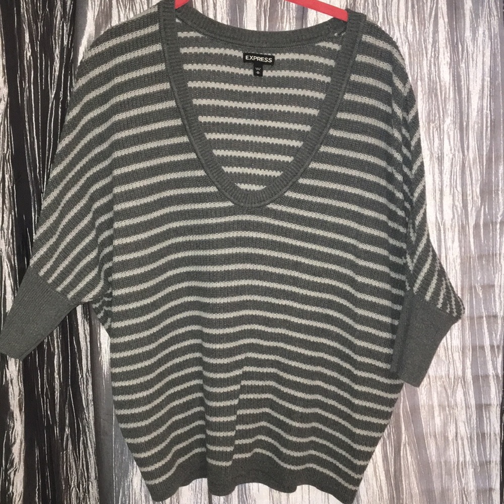 Express Gray and White Stripped Sweater